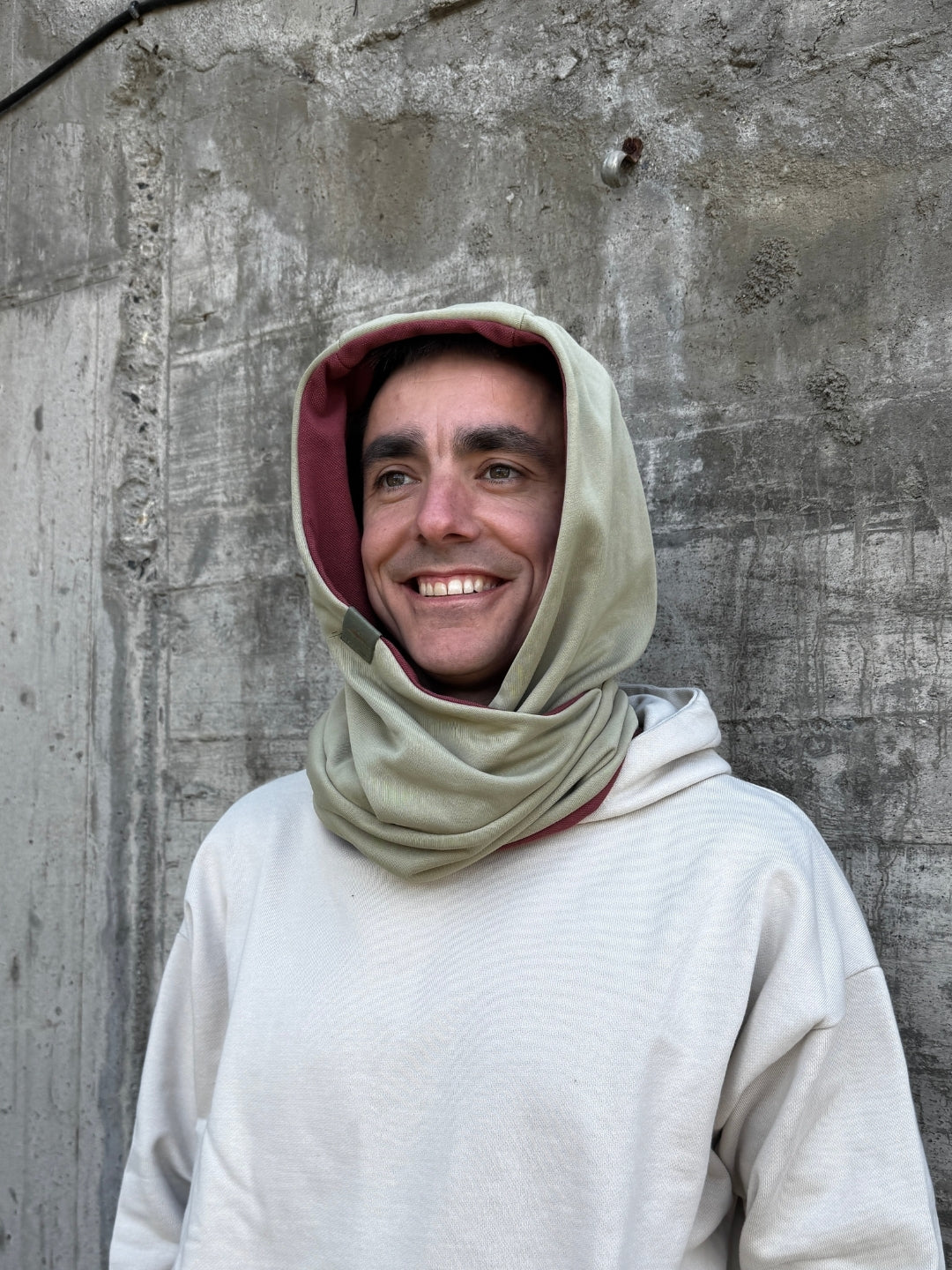 Balaclava reverisble cruzada polar granate - verde