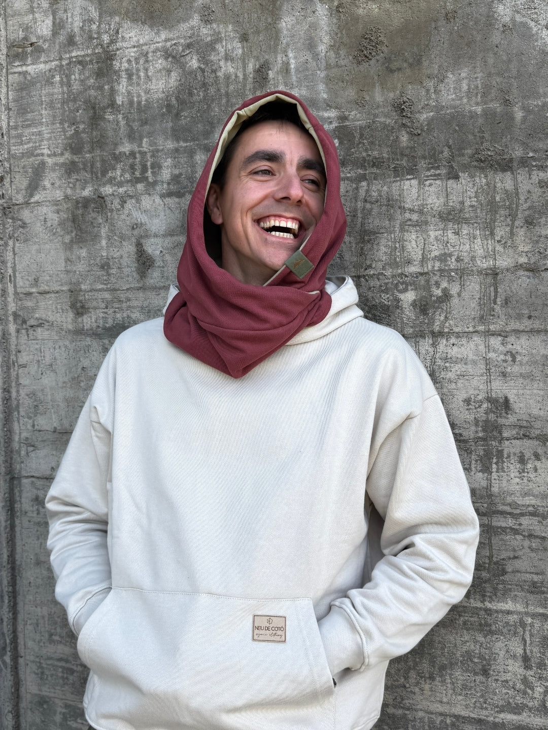 Balaclava reverisble cruzada polar granate - verde