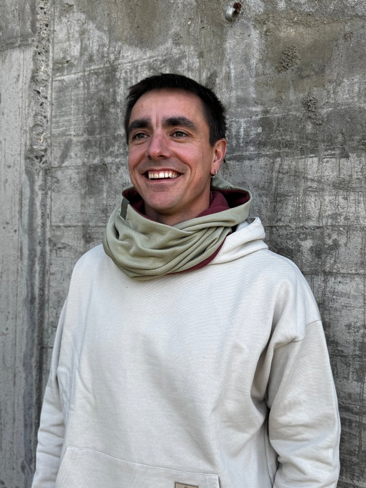 Balaclava reverisble cruzada polar granate - verde