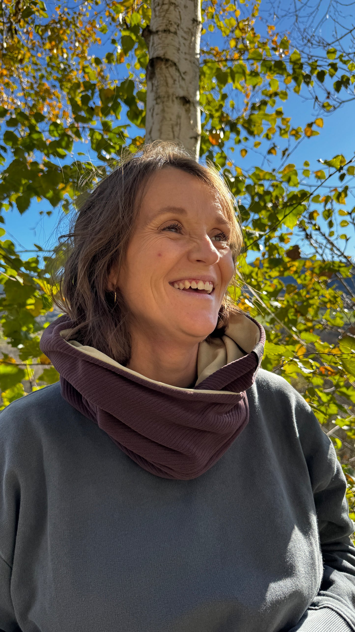 Balaclava reverisble cruzada pana lila - polar verde