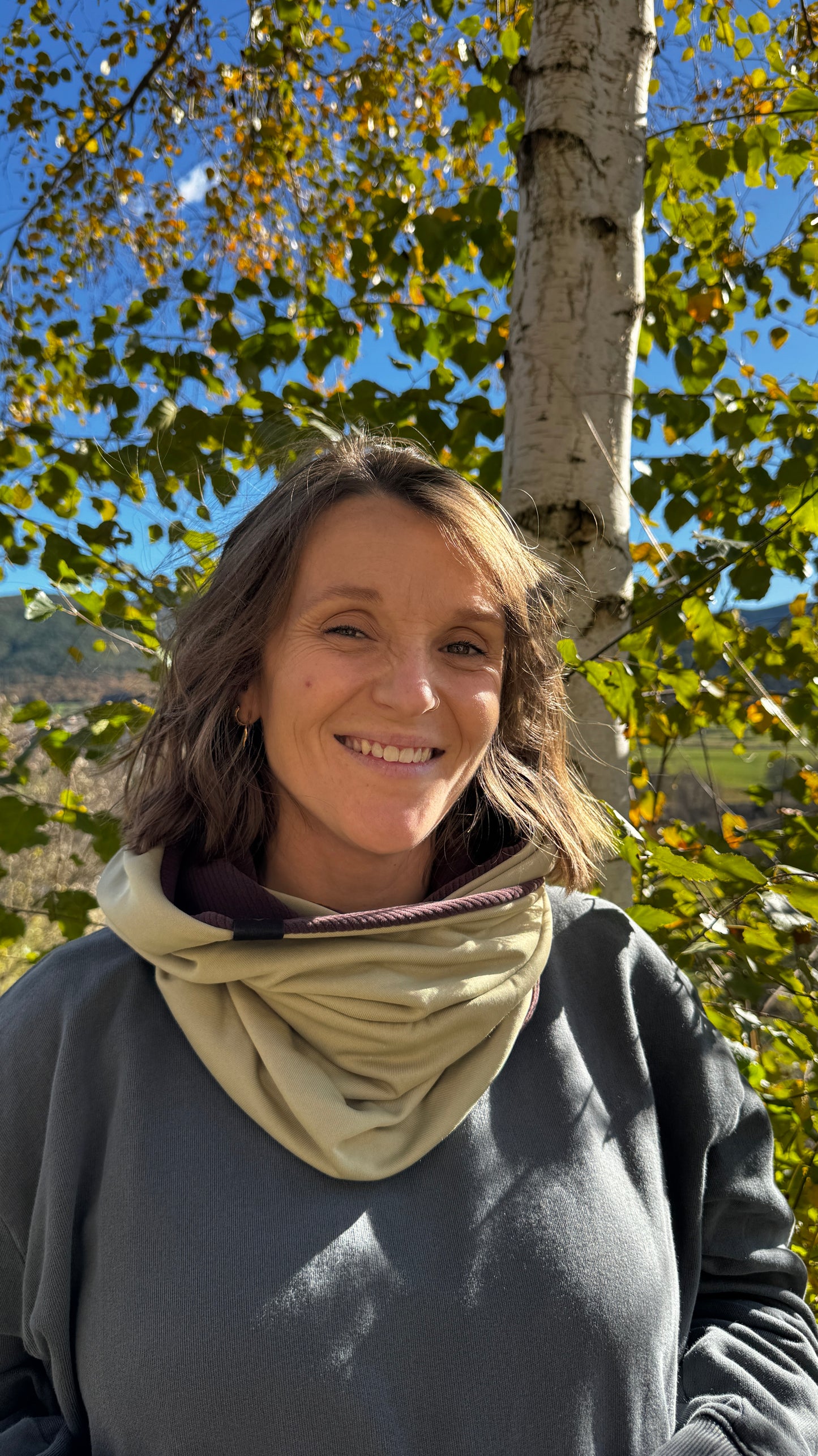 Balaclava reverisble cruzada pana lila - polar verde