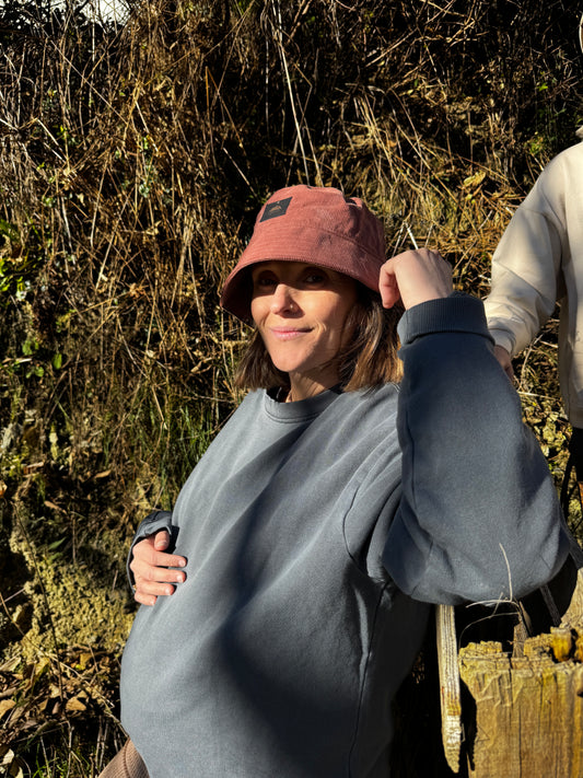 Sombrero bucket pana algodón orgánico salmón